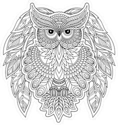 236x250 outline drawing zentangle style owl sticker - Owl Outline Drawing