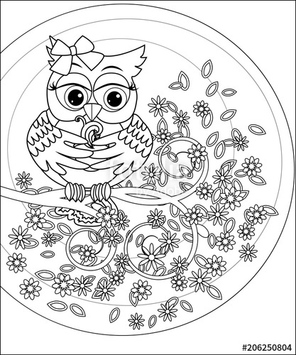 417x500 coloring book for adult and older children coloring - Owl Outline Drawing