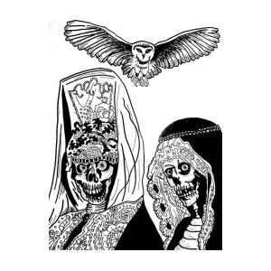 300x300 Sugar Skull Brides Drawing - Owl Skeleton Drawing