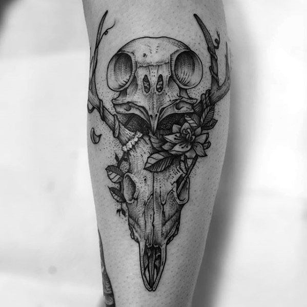 599x599 Owl Skull Tattoo Designs For Men - Owl Skeleton Drawing