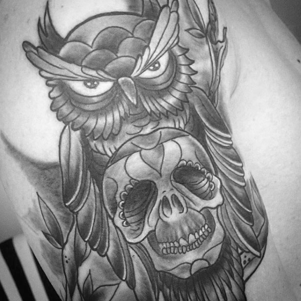 599x599 Owl Skull Tattoo Designs For Men - Owl Skull Drawing