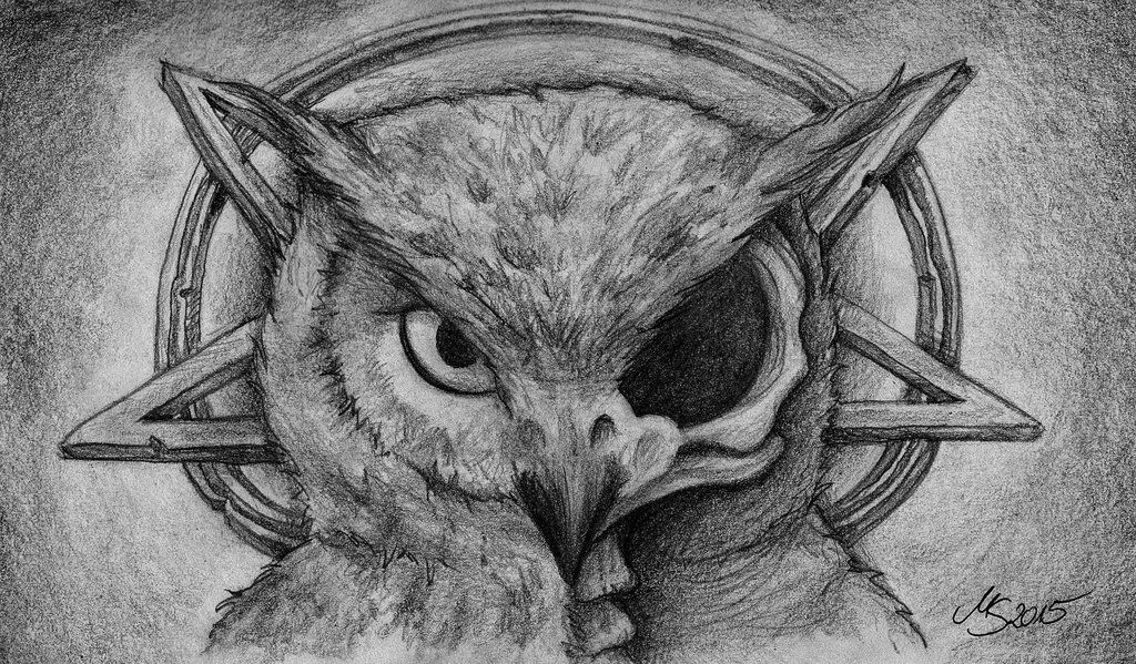 1024x599 Devil Drawing Owl For Free Download - Owl Skull Drawing