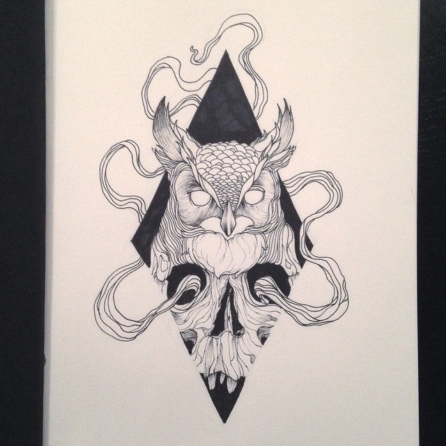 640x640 Prakash Khatri Chhetri New Sketchbook First Out Owl And Skull - Owl Skull Drawing