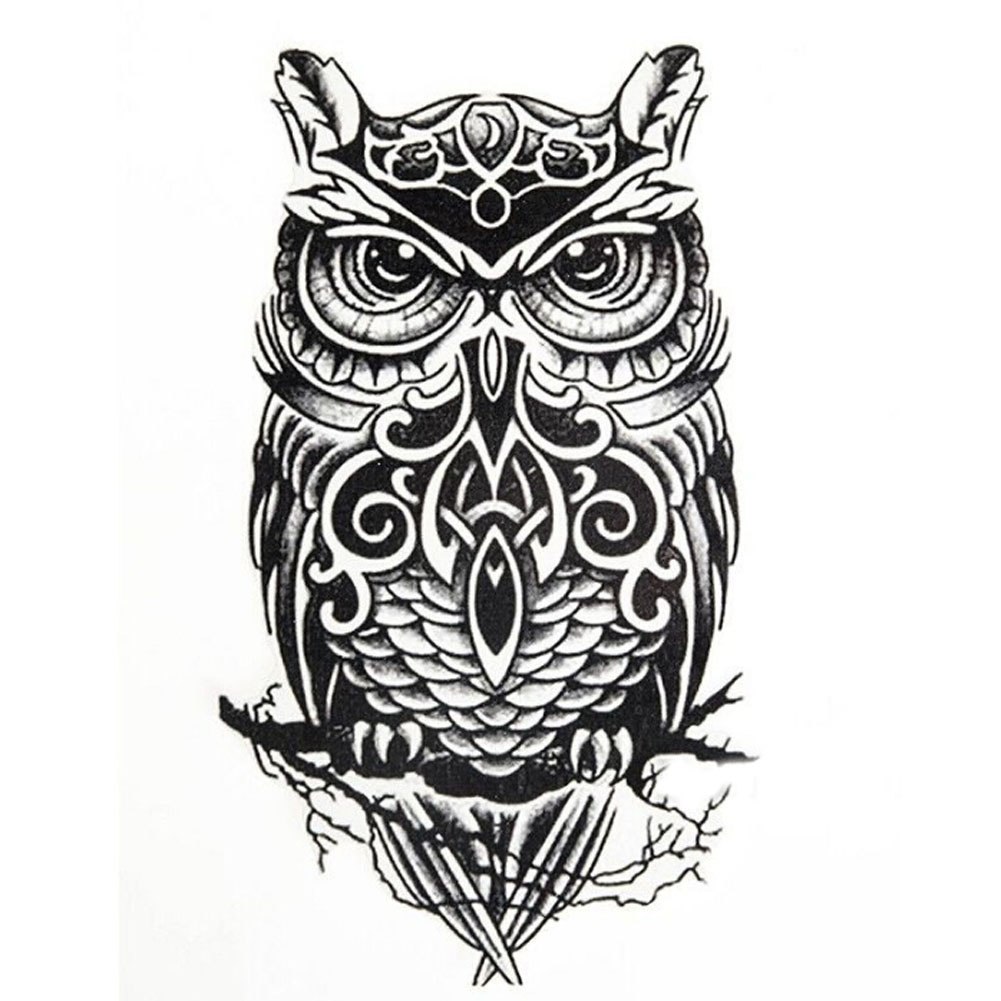 1001x1001 Punk Owlskull Temporary Tatto Waterproof Men Women Temporary - Owl Skull Drawing