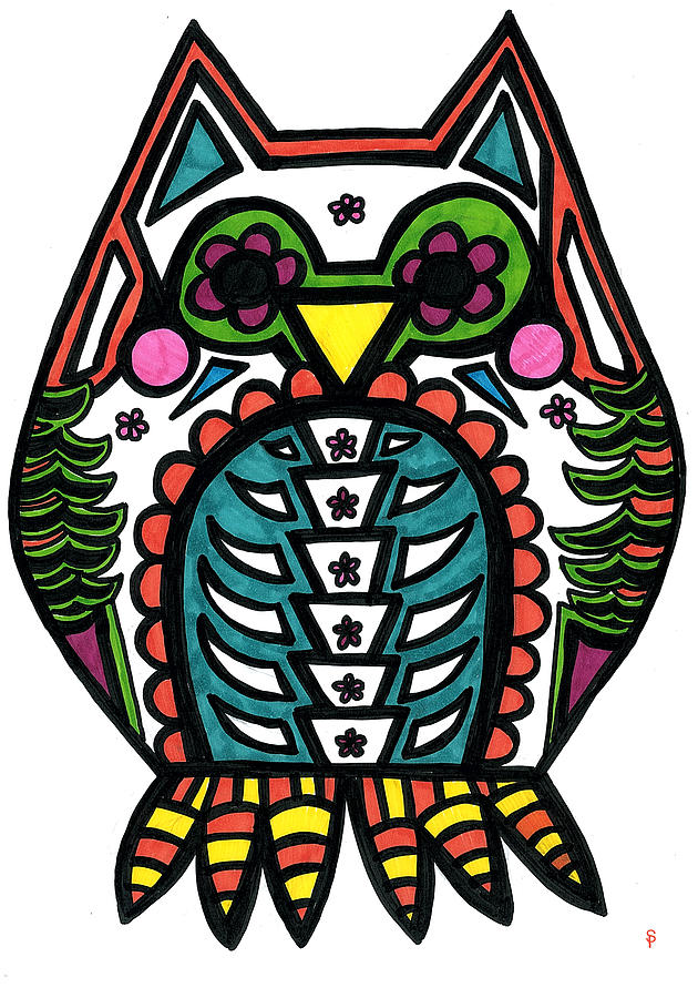 630x900 Sugar Skull Owl Drawing - Owl Skull Drawing