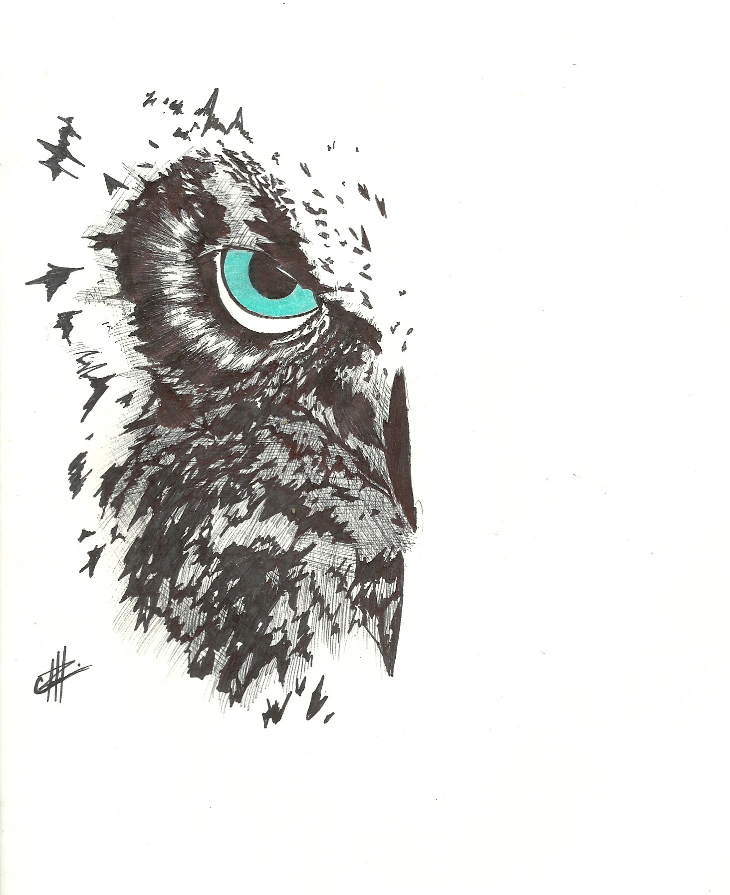1463x1794 artstation - Owl Tattoo Drawing