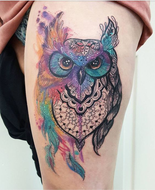 605x743 Fantastic Owl Tattoo Ideas - Owl Tattoo Drawing