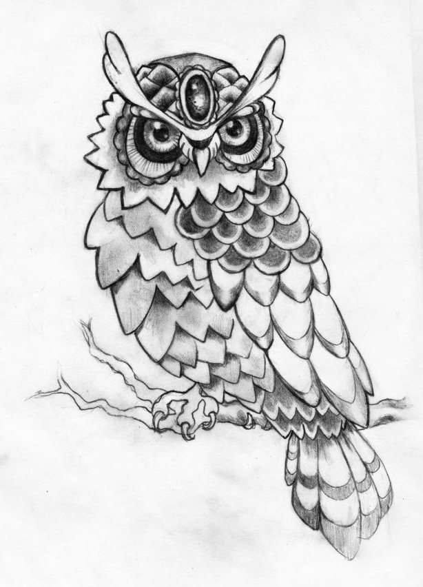614x852 Owl Tattoos Designs, Ideas And Meaning Tattoos For You - Owl Tattoo Drawing