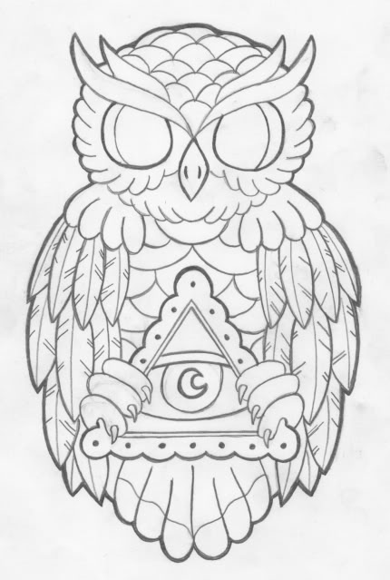 430x639 owl tattoo line drawing tattoo collection - Owl Tattoo Line Drawing