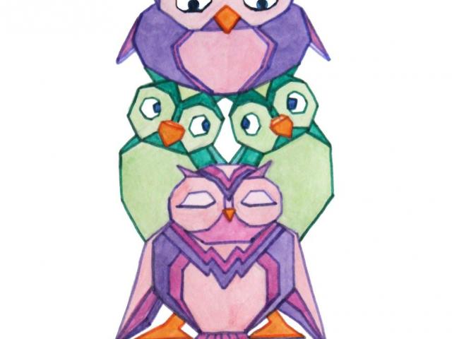 640x480 drawn totem pole owl - Owl Totem Pole Drawing
