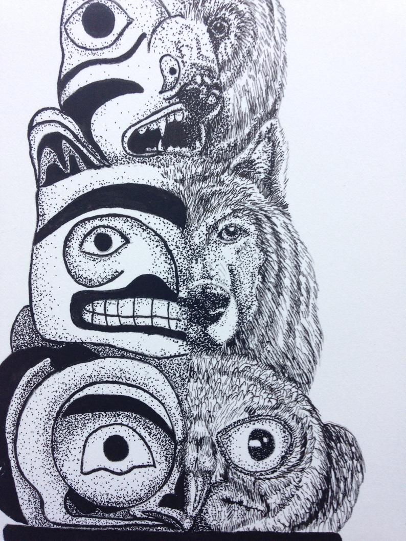 Owl Totem Pole Drawing at Explore collection of