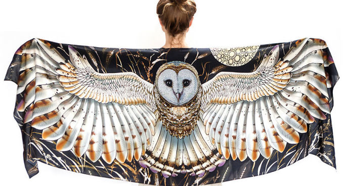 700x368 I Hand Draw Owl Scarves That Will Give You Wings Bored Panda - Owl Wings Drawing