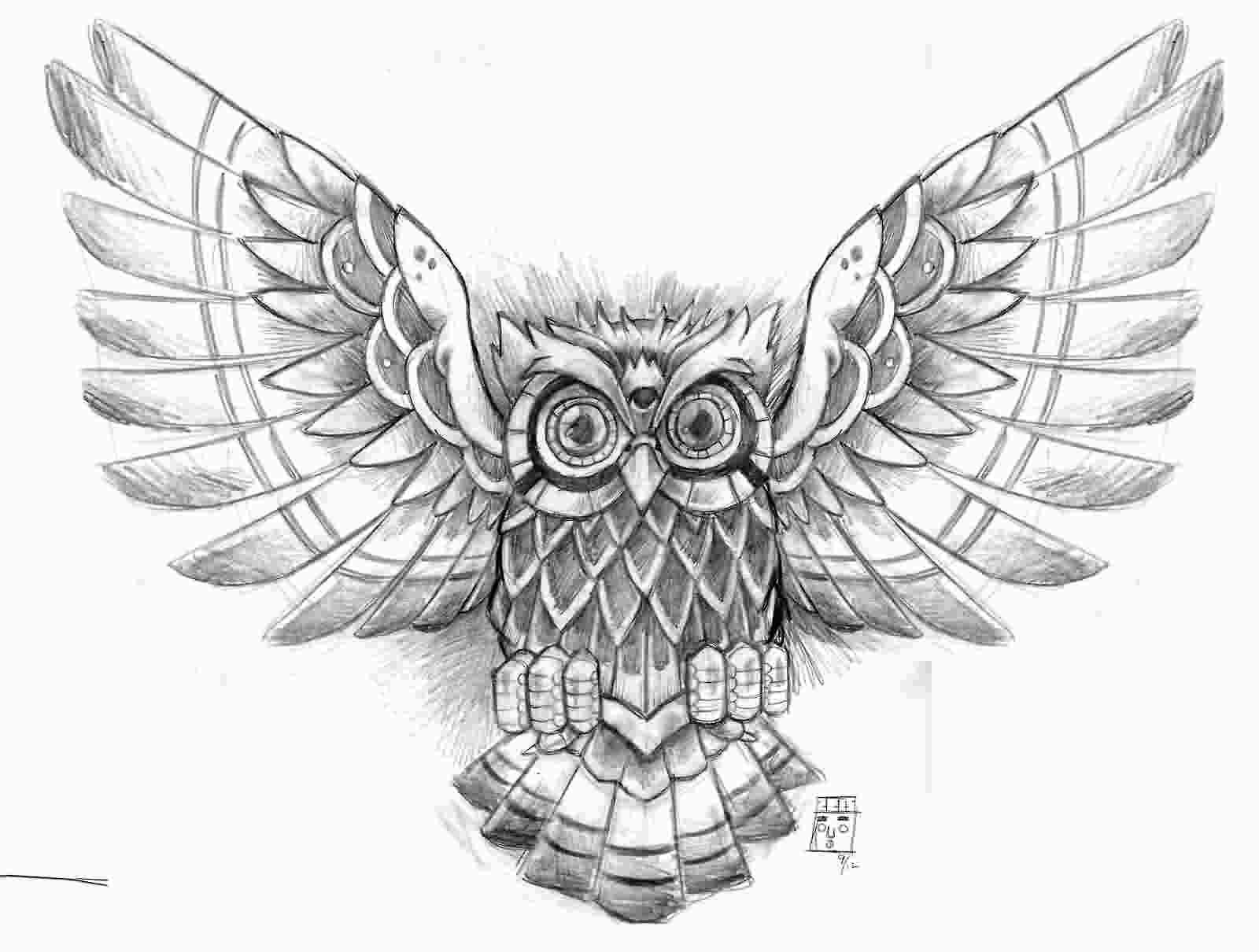 1600x1210 Owl With Open Wings Tattoo Design Tattoo's Owl Tattoo Design - Owl Wings Drawing