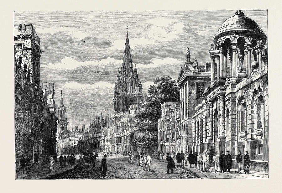 900x616 Oxford The High High Street Drawing - Oxford Drawing