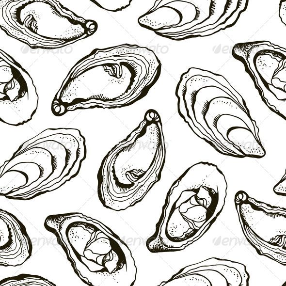 590x590 Oysters Pattern - Oyster Drawing