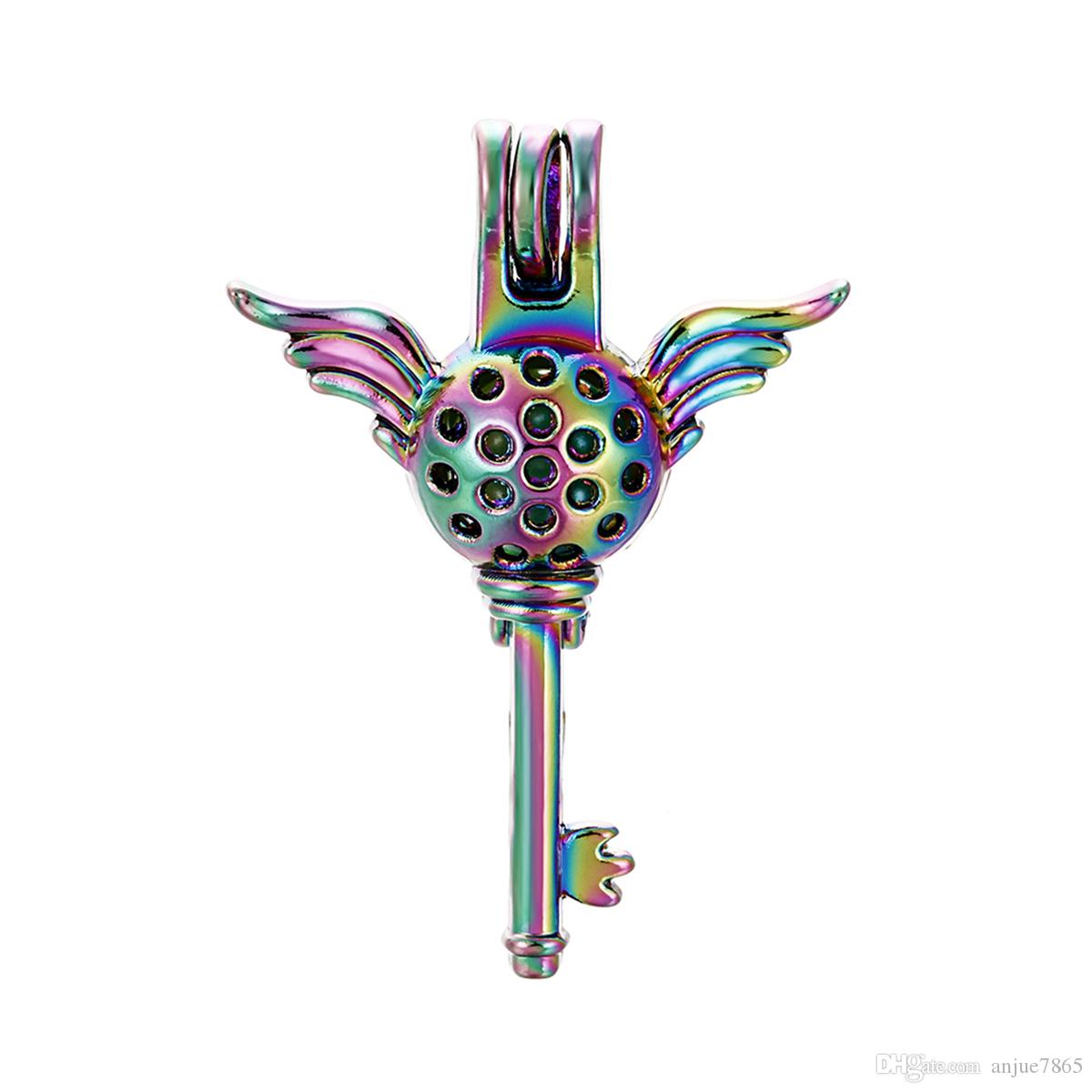 1200x1200 rainbow color flying key pearl cage beads cage essential oil - Oyster Pearl Drawing