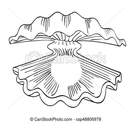 450x413 cartoon image of oyster with pearl an artistic freehand picture - Oyster Pearl Drawing