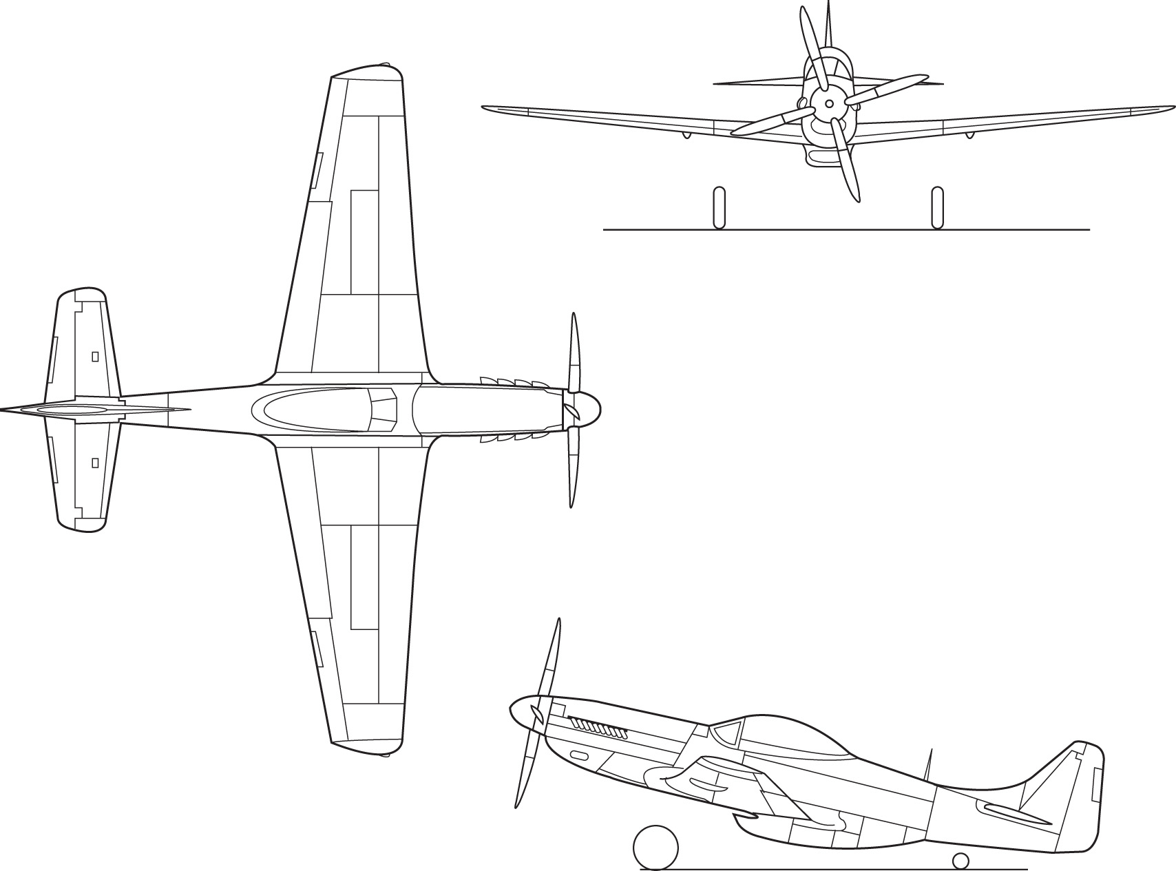 1708x1265 Filenorth American P Mustang Line Drawing - P 51 Mustang Drawing