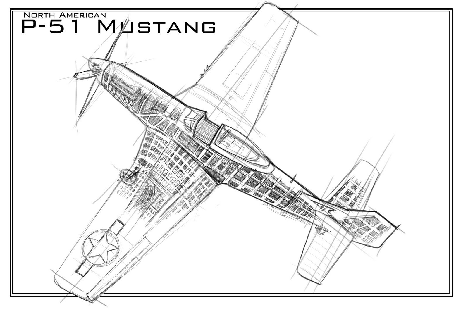 1600x1067 A Cross Section Of Steven W Howard Art P Mustang Cutaway - P 51 Mustang Drawing