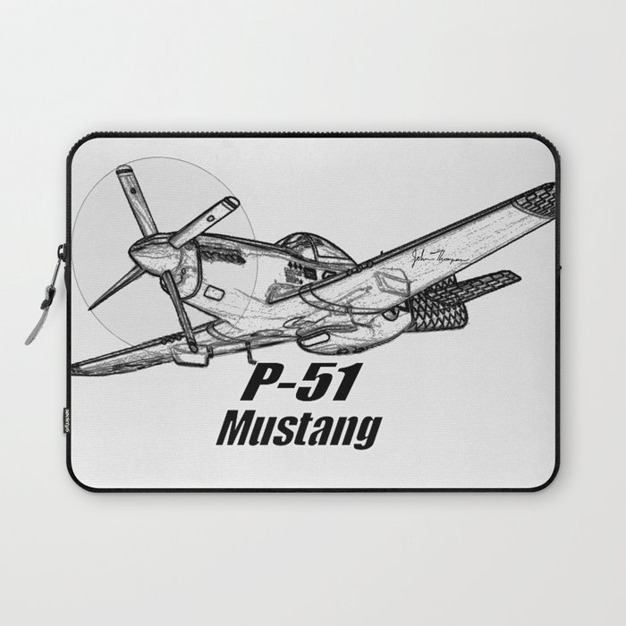 700x700 P Mustang Line Drawing Laptop Sleeve - P 51 Mustang Drawing