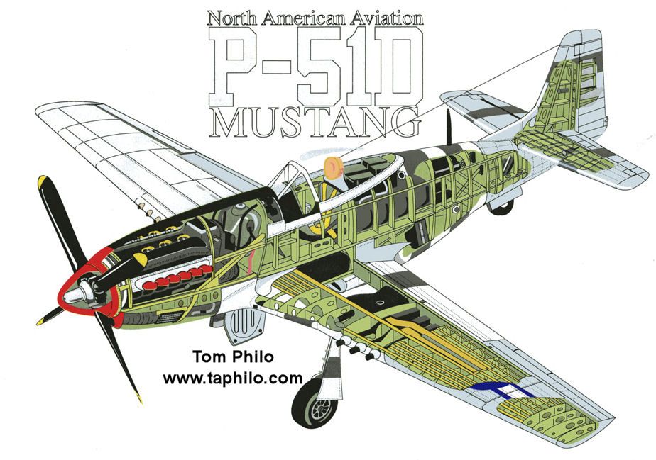 924x649 P Mustang Cut A Way Drawing - P 51 Mustang Drawing