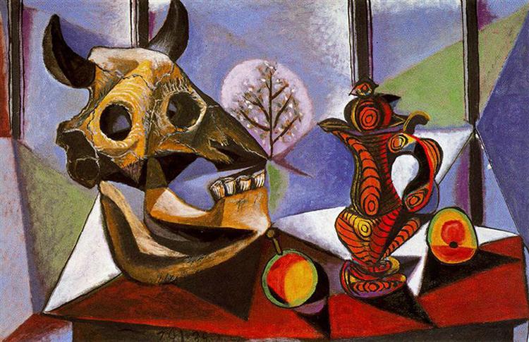 750x485 Still Life With Bull's Skull - Pablo Picasso Bull Drawing
