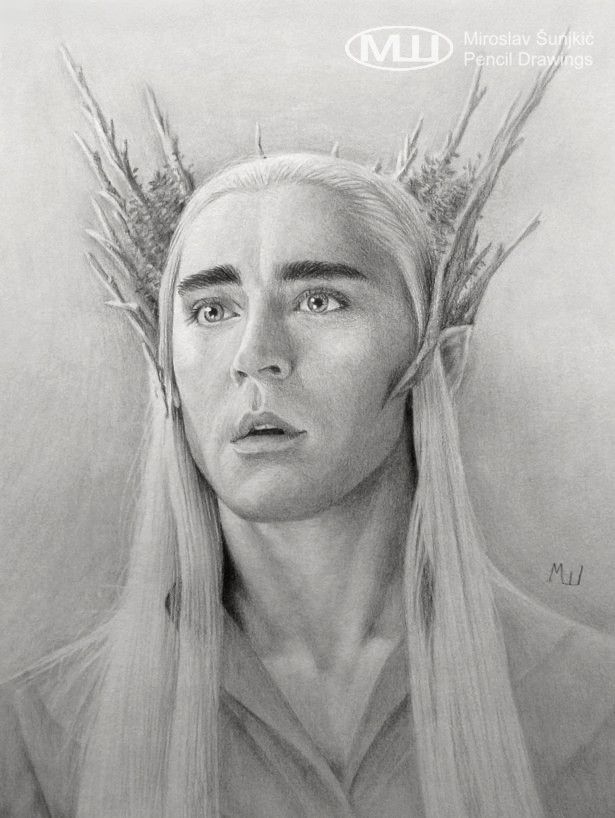 615x818 Graphite Pencil Drawing Of Lee Pace As Middle Earth - Pace Drawing