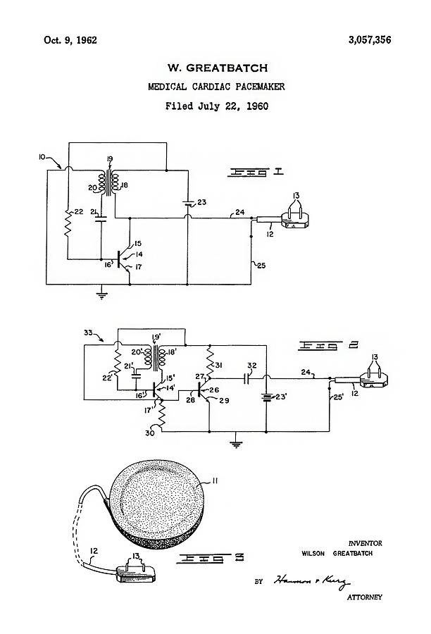 612x900 Patent Drawing For The Medical Cardiac Pacemaker - Pacemaker Drawing