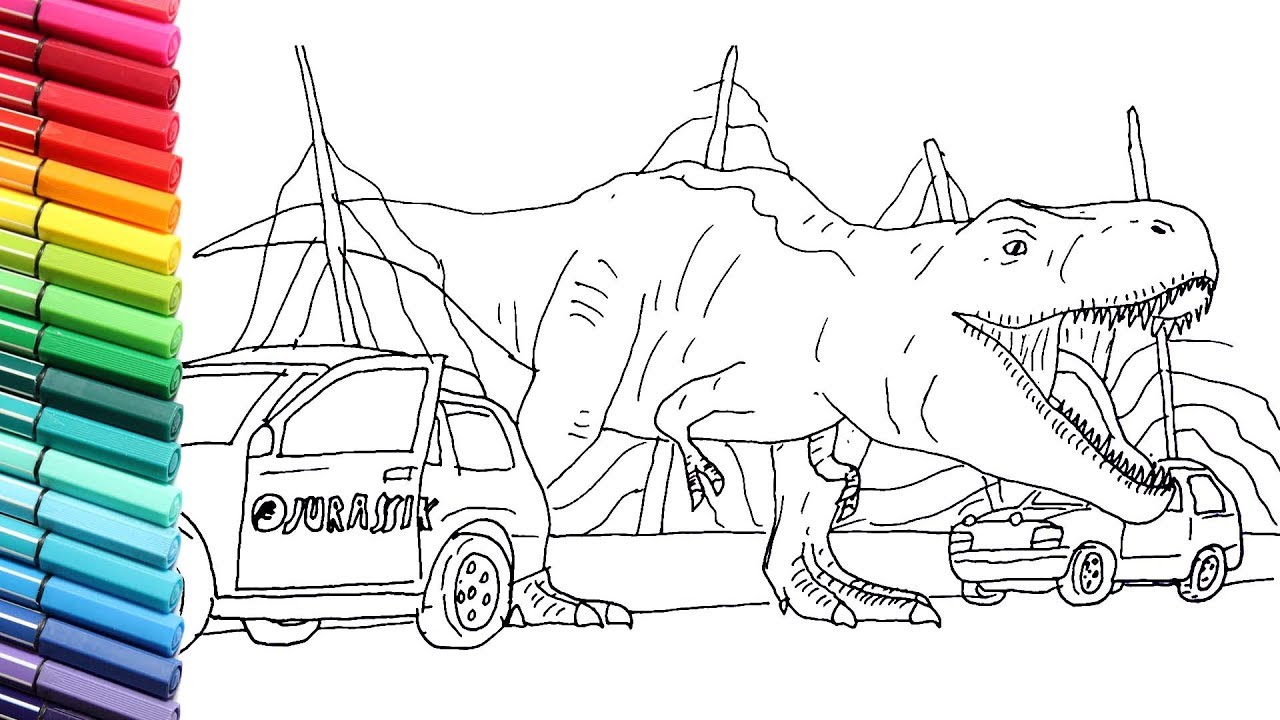 1280x720 drawing and coloring t rex escape from jurassic pack - Pack Drawing
