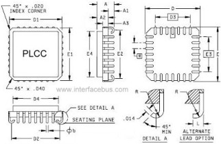 322x210 j lead ic package drawing, plcc - Package Drawing