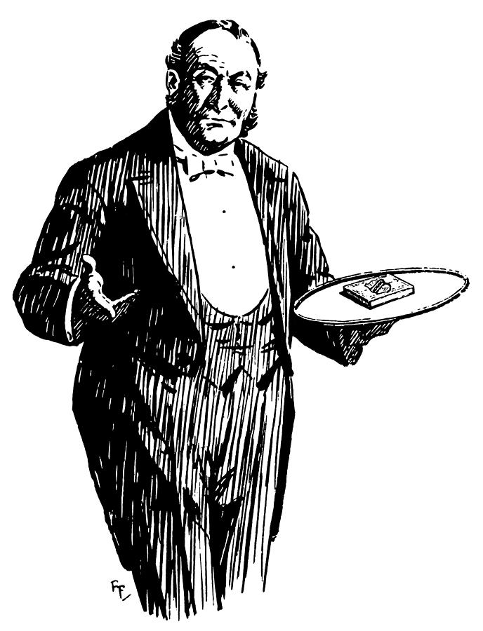 688x900 The Butler Brings A Packet Drawing - Packet Drawing