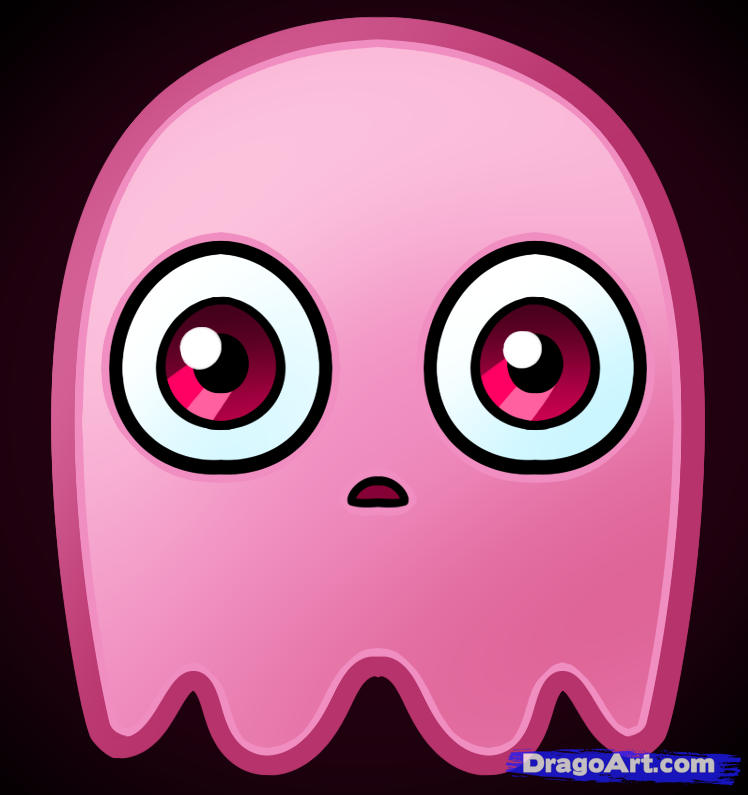 748x795 how to draw a pac man ghost, pinky, step - Pacman Ghost Drawing