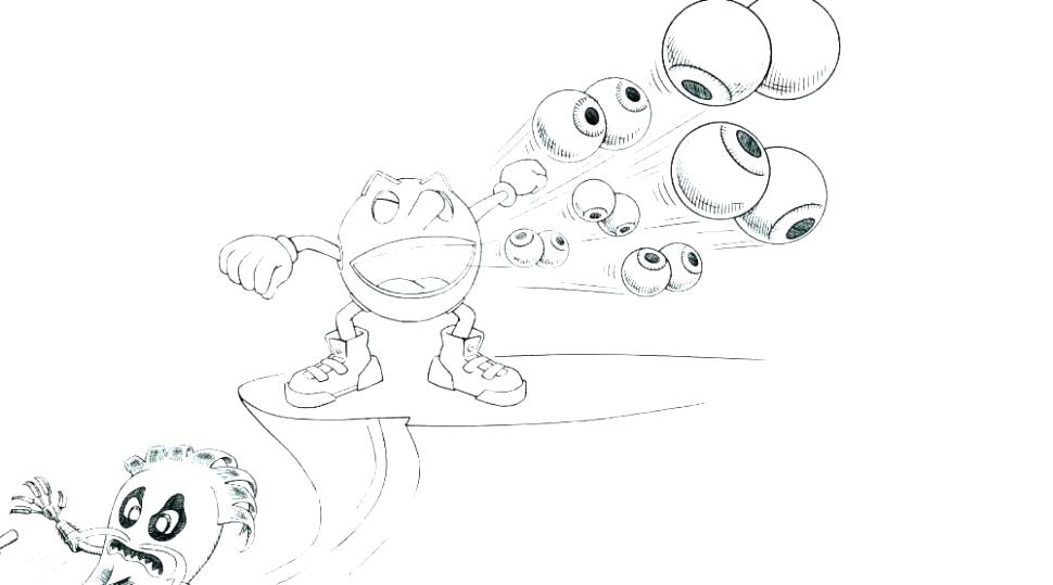 970x539 pacman coloring - Pacman Ghost Drawing