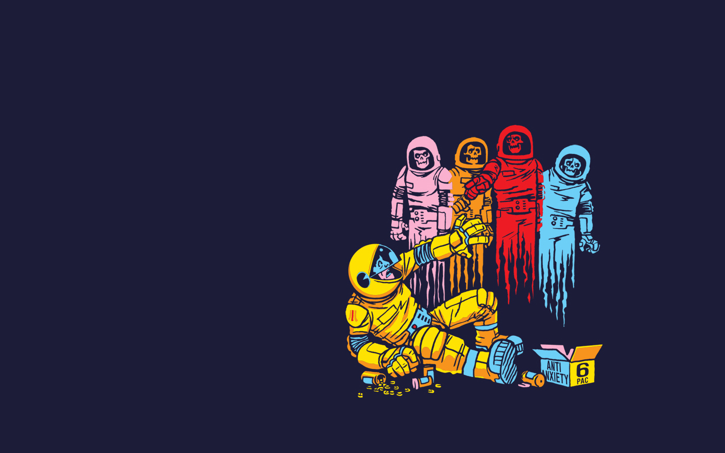 1440x900 outer space, drugs, comics, zombies, funny, ghosts, alternative - Pacman Ghost Drawing