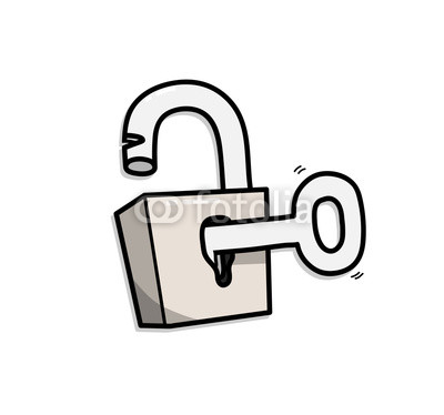 400x374 Opening Padlock With A Key, A Hand Drawn Vector Cartoon - Padlock Drawing