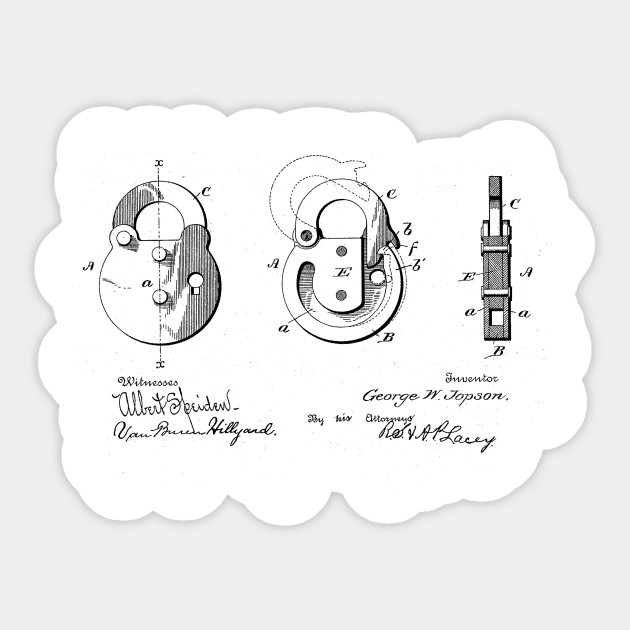 630x630 Padlock Vintage Patent Drawing - Padlock Drawing
