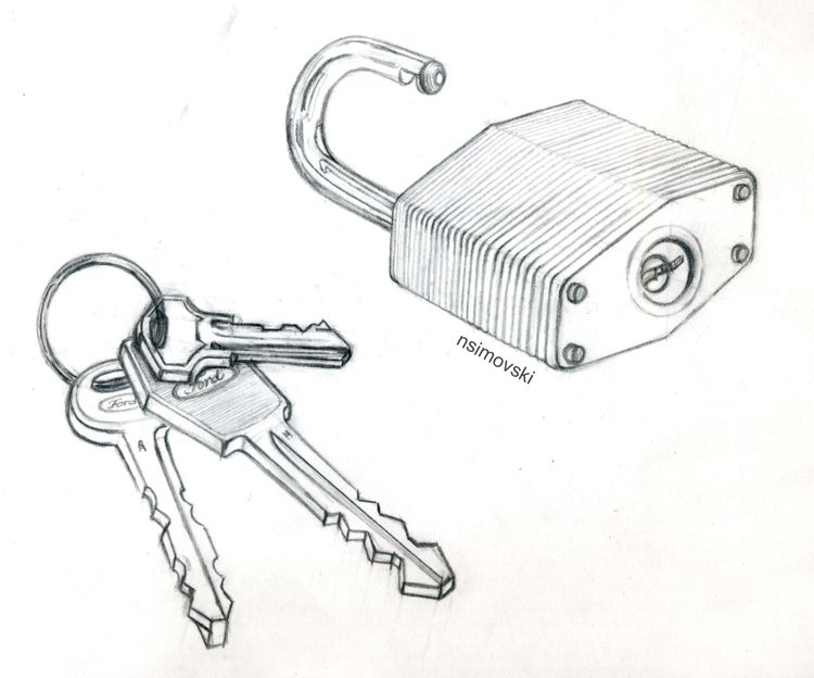 750x624 lock, key sketch paint, draw print in key drawings - Padlock Drawing