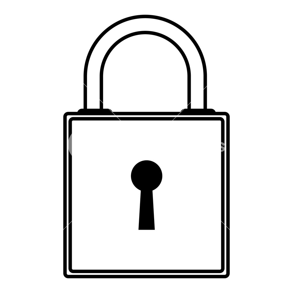 1000x1000 Padlock Safety Icon Drawing In White Background Vector - Padlock Drawing