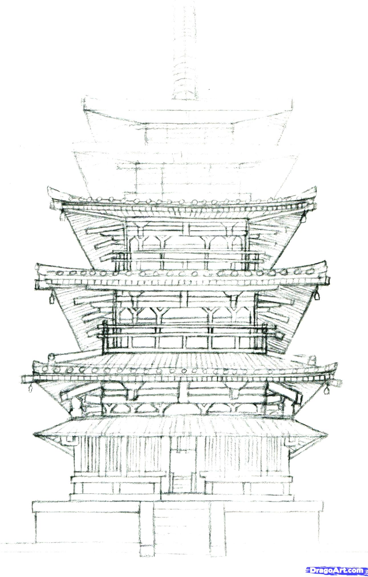 Pagoda Drawing at PaintingValley.com | Explore collection of Pagoda Drawing