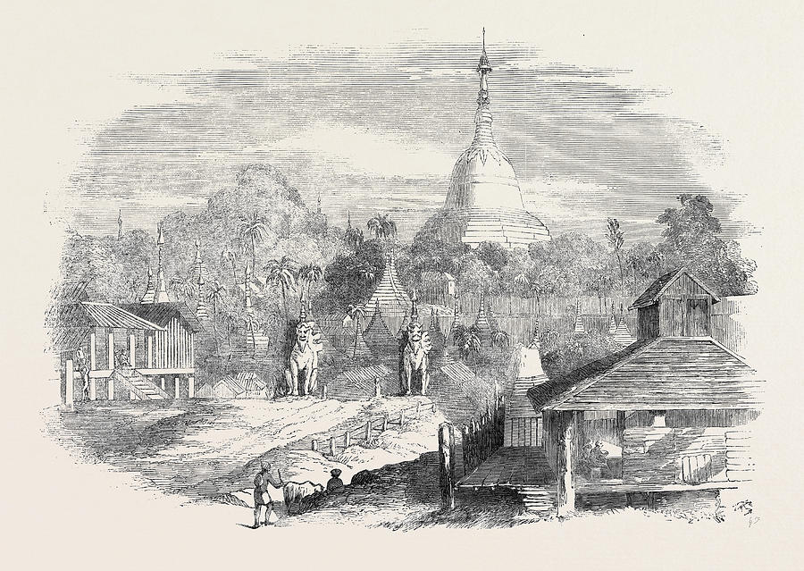 900x639 the burmese war, the dagon pagoda drawing - Pagoda Drawing