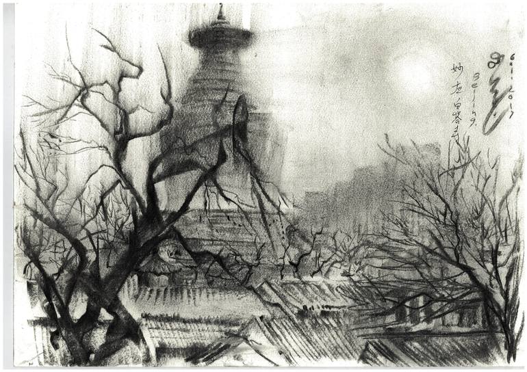 770x544 white pagoda drawing - Pagoda Drawing