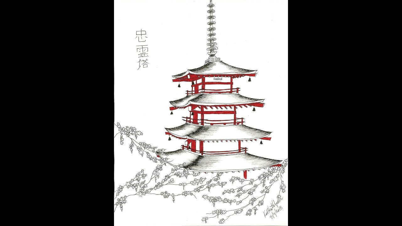 1280x720  - Pagoda Drawing