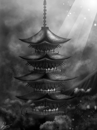 320x427 daily draw - Pagoda Drawing