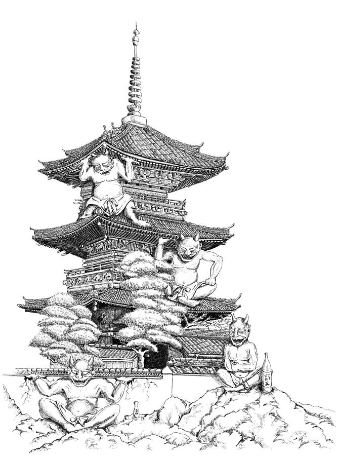 Devil's Tower Drawing - Pagoda Drawing. 