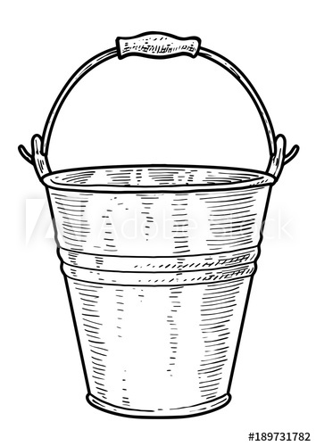 354x500 bucket illustration, drawing, engraving, ink, line art, vector - Pail Drawing