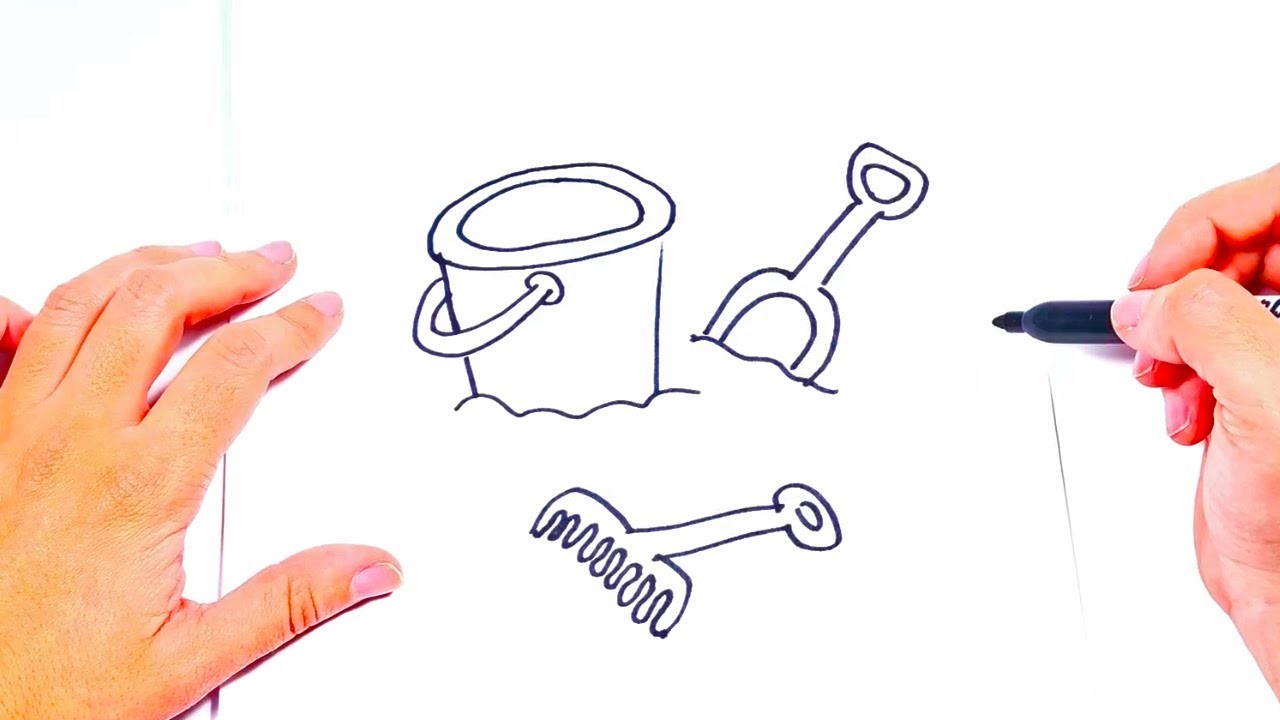 1280x720 How To Draw Sand Pail And Shovel Cute Drawings For Kids - Pail Drawing