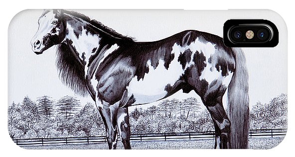 592x316 Black And White Overo Paint Horse Iphone X Case For Sale - Paint Horse Drawing