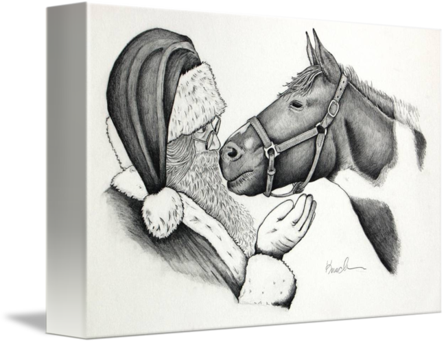 650x501 Christmas Pinto Paint Horse And Santa - Paint Horse Drawing