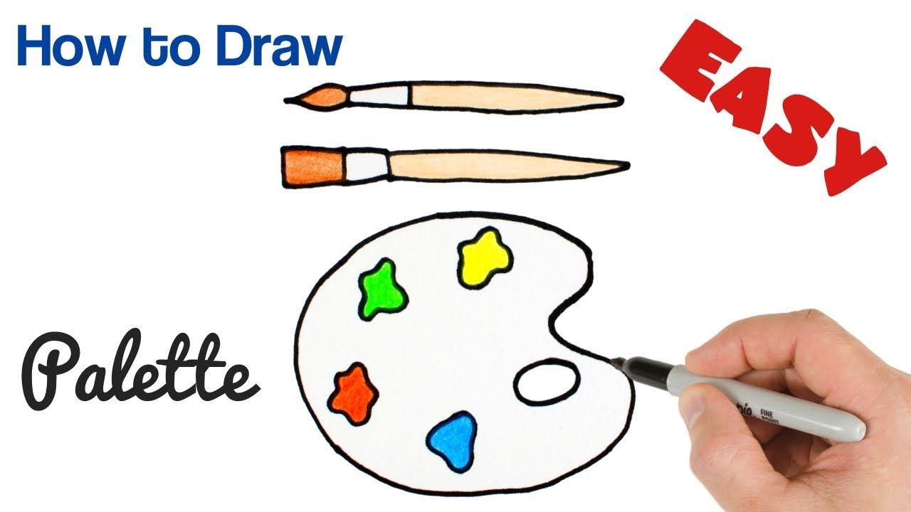 1280x720 how to draw paint palette art supplies drawing for kids easy - Paint Palette Drawing