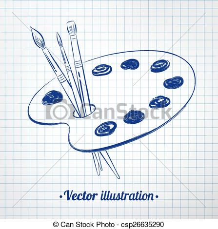 447x470 paint palette drawn on checkered paper - Paint Palette Drawing